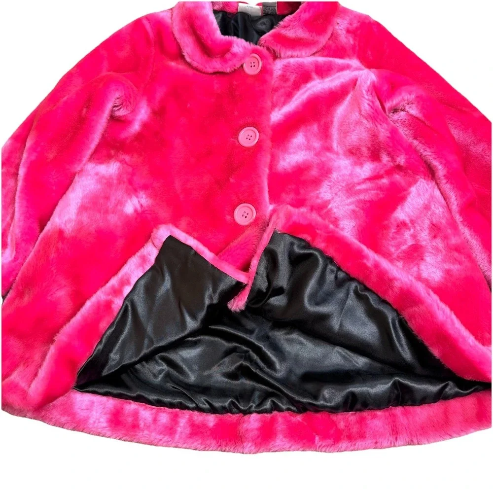 Hot Pink Faux Fur Coat Girls‎  lining Size XL/(16) Super Soft 75% ACRYLIC.